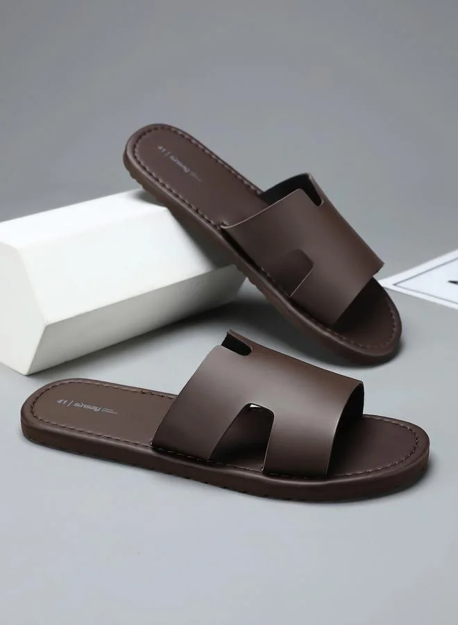 Take Two Men Brown Slip-On Flip-Flops