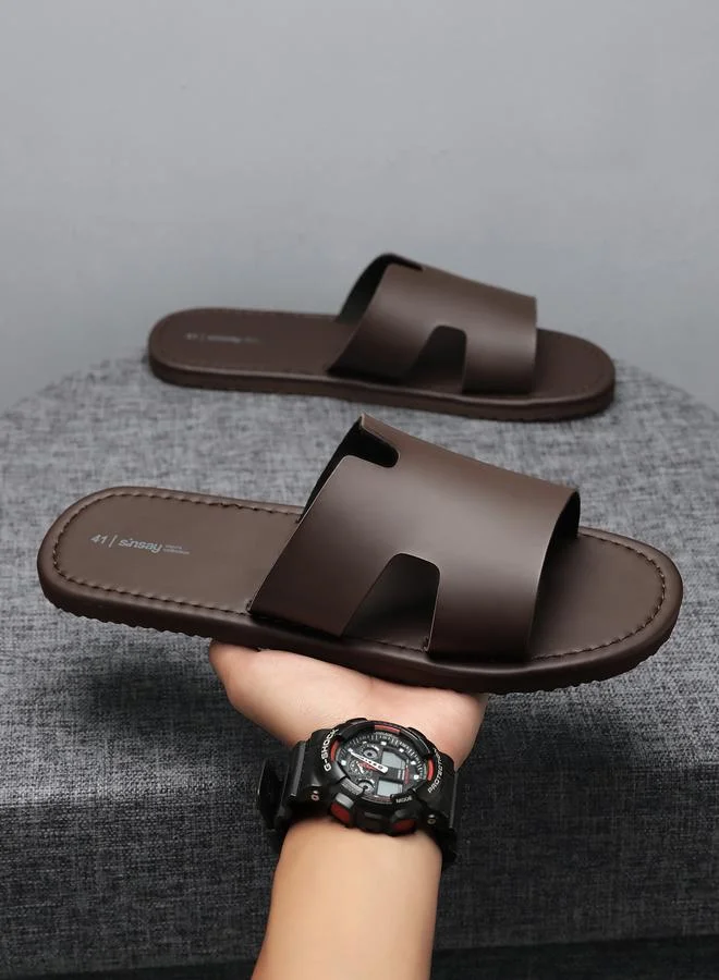 Take Two Men Brown Slip-On Flip-Flops