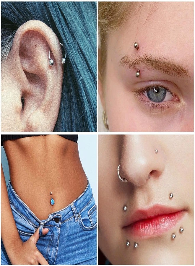 Yolev 18Pcs 16G Replacement Balls for Piercing Jewelry Externally Threaded Surgical Steel Balls Industrial Barbell 316L Parts Brush Cleaner and Remover Tool Comb - Image 2