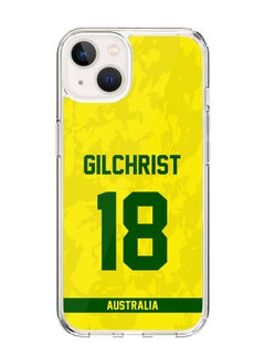 Classic Clear Case Compatible With iPhone 15 Plus , Hybrid Soft Case Transparent Cover - Player Name - Adam Gilchrist, Jersey Number- 18