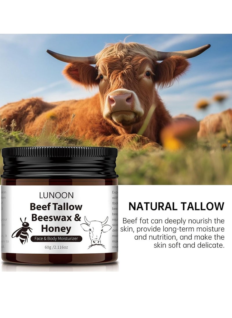 LUNOON Face Repair Cream,Body Moisturizer Cream- with BeefTallow,Beeswax & Honey,Repair Dry and Damaged Skin,Moisturizer,Firming & Even Skin 2.11 Oz 