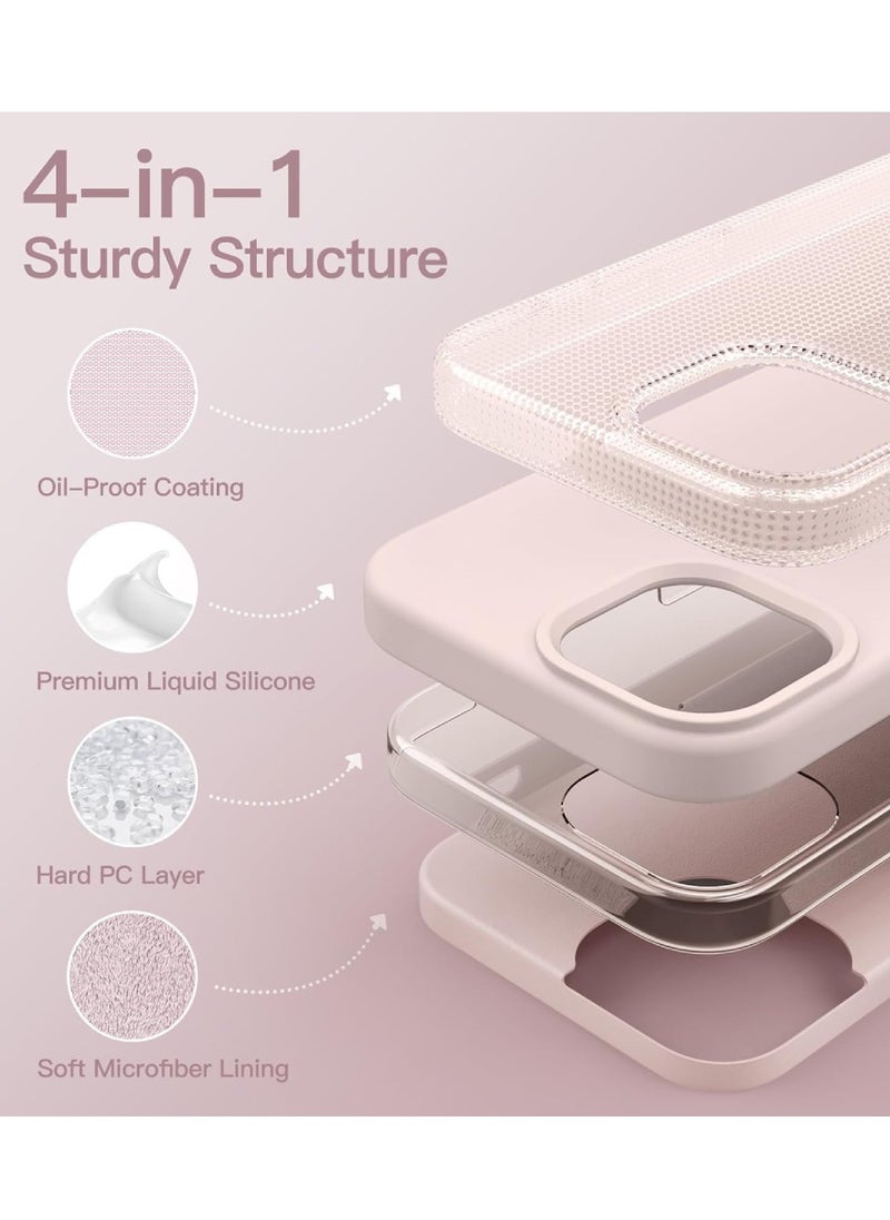 Yuwell iPhone 15 Case Silicone Phone Case Shockproof Protective Case Cover Anti-Scratch Microfiber Lining 4 Layers Ultra Slim iPhone Case 6.1 Inch iPhone 15 Silicone Case Misty Rose  - Image 2