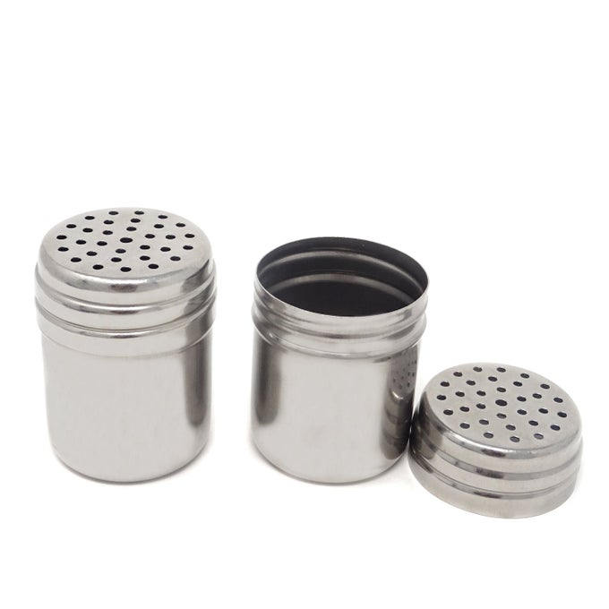 2PCS 5 OZ STAINLESS STEEL DREDGE SALT SUGAR SPICE PEPPER SHAKER SEASONING CANS