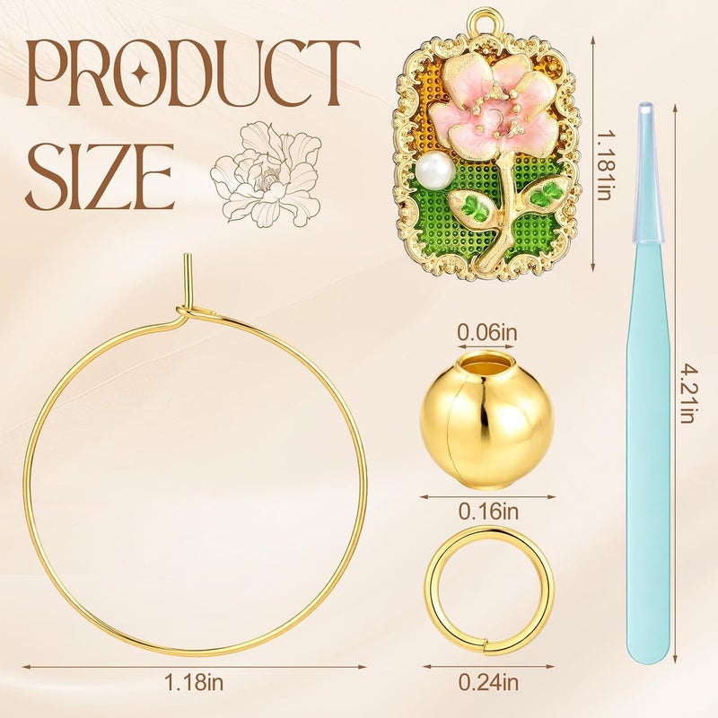 Sureio 18 Sets Wine Glass Charms Kit Enamel Floral Tulip Flower Wine Charms for Stem Glasses DIY Reusable Drink Markers for Party Favors - Image 2