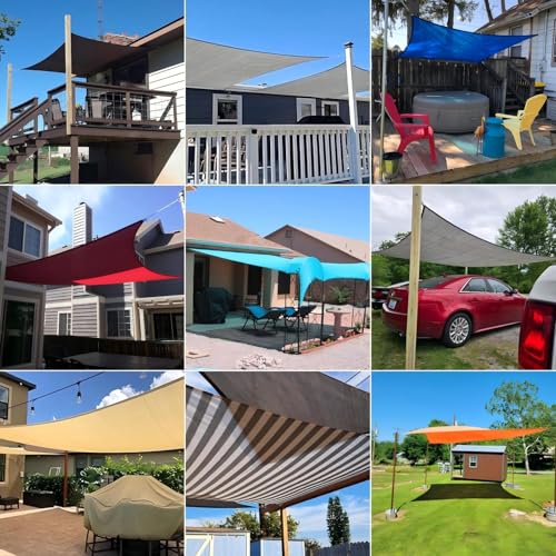 Patio Paradise 8' x 8' Sun Shade Sail Rectangle Canopy Patio Cover Sunlight Block Awning Heavy Duty Commercial Grade for Backyard Lawn Garden Outdoor Activities, Beige - Image 2