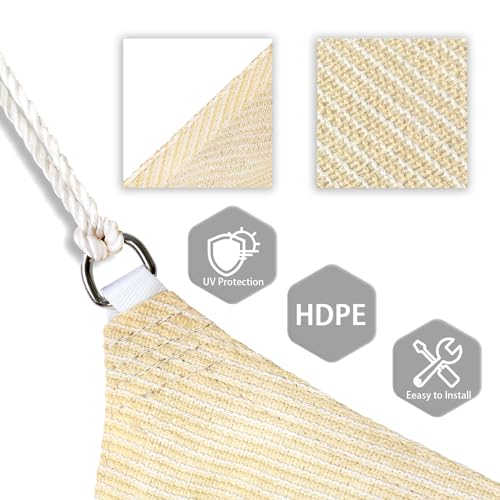 Patio Paradise 8' x 8' Sun Shade Sail Rectangle Canopy Patio Cover Sunlight Block Awning Heavy Duty Commercial Grade for Backyard Lawn Garden Outdoor Activities, Beige - Image 3
