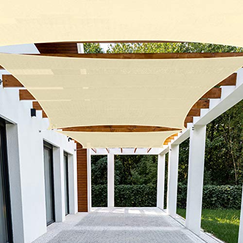Patio Paradise 8' x 8' Sun Shade Sail Rectangle Canopy Patio Cover Sunlight Block Awning Heavy Duty Commercial Grade for Backyard Lawn Garden Outdoor Activities, Beige - Image 1