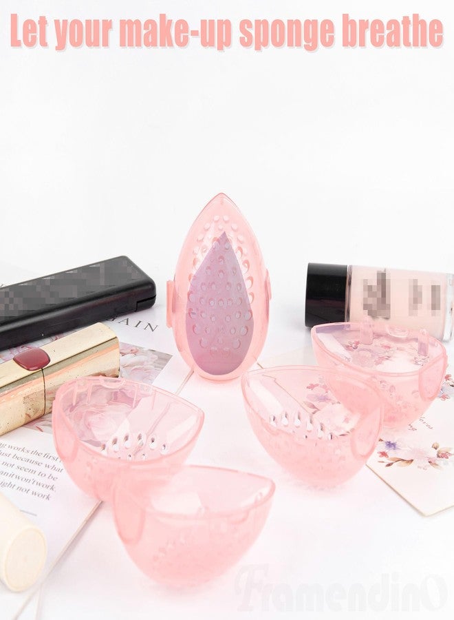 Framendino, 4 Pack Pink Makeup Beauty Sponge Case Holder Egg Storage for Women Girls - Image 4