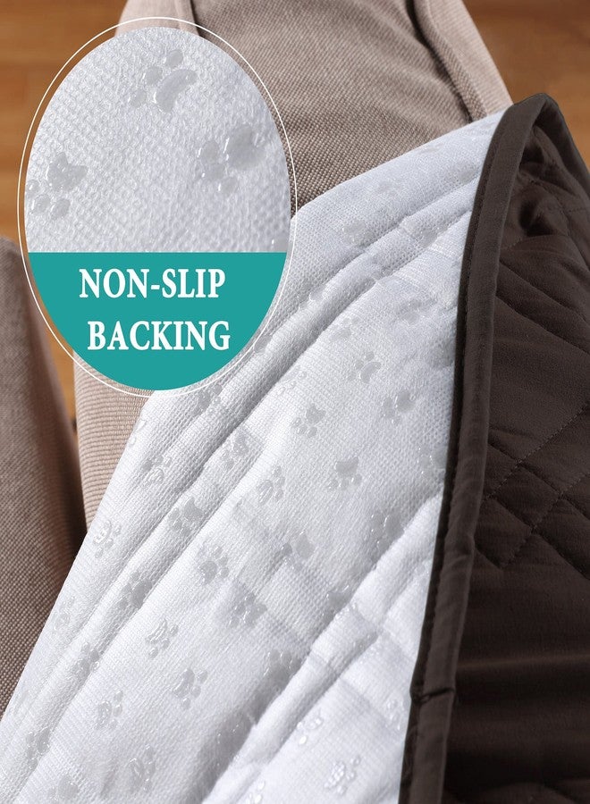 فيروزي واقيات أثاث مقاومة للماء باللون الفيروزي لأغطية الكراسي القابلة للإمالة، غطاء أثاث مانع للانزلاق لغطاء الكرسي، غطاء أريكة بني مبطن يبقى في مكانه، واقي كرسي قابل للإمالة صغير (كرسي قابل للإمالة: بني) - Image 4