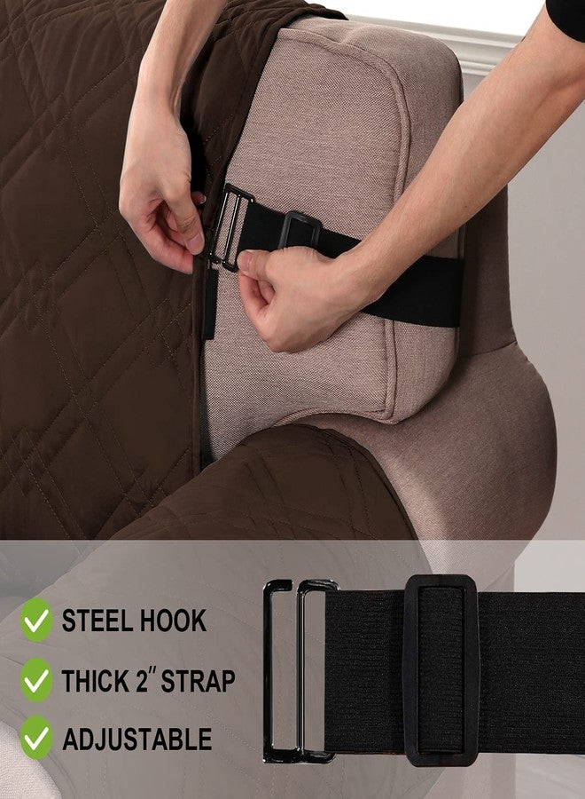 فيروزي واقيات أثاث مقاومة للماء باللون الفيروزي لأغطية الكراسي القابلة للإمالة، غطاء أثاث مانع للانزلاق لغطاء الكرسي، غطاء أريكة بني مبطن يبقى في مكانه، واقي كرسي قابل للإمالة صغير (كرسي قابل للإمالة: بني) - Image 2