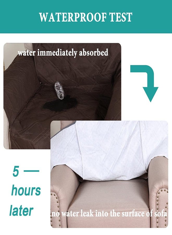 فيروزي واقيات أثاث مقاومة للماء باللون الفيروزي لأغطية الكراسي القابلة للإمالة، غطاء أثاث مانع للانزلاق لغطاء الكرسي، غطاء أريكة بني مبطن يبقى في مكانه، واقي كرسي قابل للإمالة صغير (كرسي قابل للإمالة: بني) - Image 3