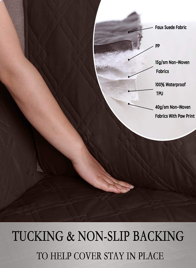 فيروزي واقيات أثاث مقاومة للماء باللون الفيروزي لأغطية الكراسي القابلة للإمالة، غطاء أثاث مانع للانزلاق لغطاء الكرسي، غطاء أريكة بني مبطن يبقى في مكانه، واقي كرسي قابل للإمالة صغير (كرسي قابل للإمالة: بني) - Image 5