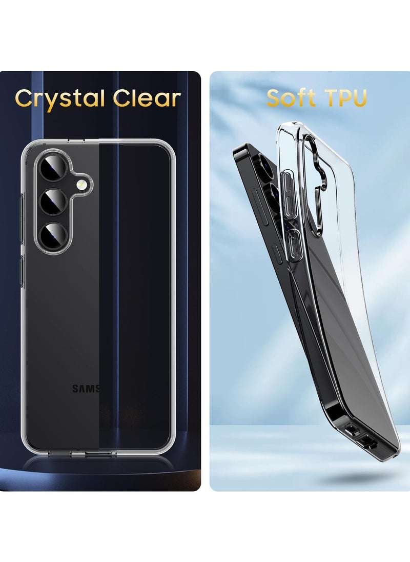YoYoTech Samsung Galaxy S24 Case 5G Clear (2024) Zero-Fingerprints Anti-scratch Hard Back Cover,Slim and Soft TPU Full Coverage Drop Proof Anti-scratch Cover  - Image 2