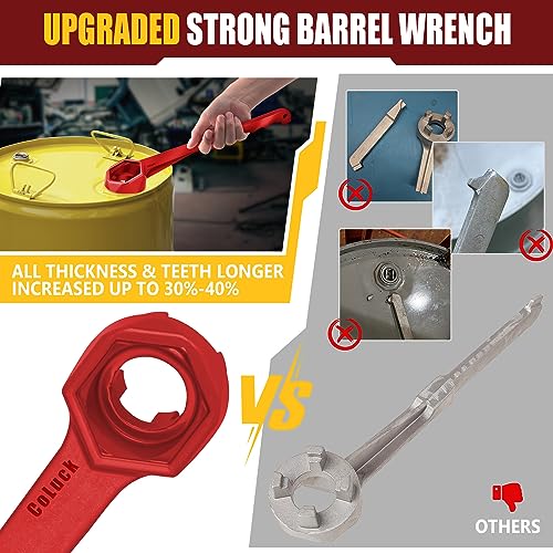 CoLuck Bung Wrench 55 Gallon Drum, 3-in-1 Drum Wrench Upgraded, Aluminum Barrel Opener Tool for Opening 10 15 20 30 55 Gallon Drum, Fits 2" and 3/4" Bung Cap Red - Image 3