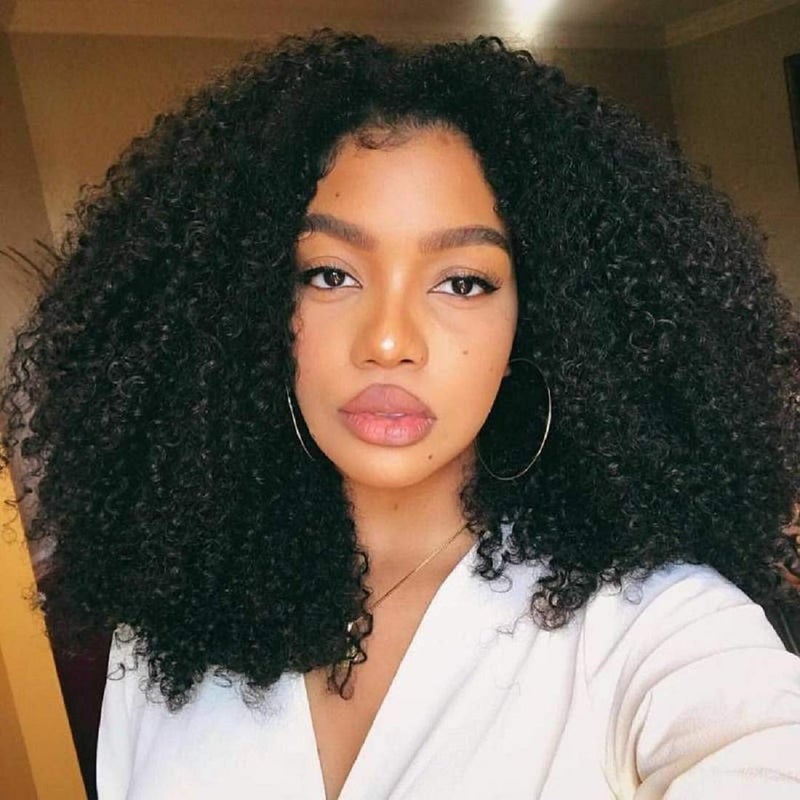 BLY Boho Human Braiding Hair Bundles for Black Women Mongolian Afro Kinky Curly Boho Human Braiding Hair 3 Bundles 16 18 20inches Unprocessed Hair Weave Weft Big Hair Natural Color