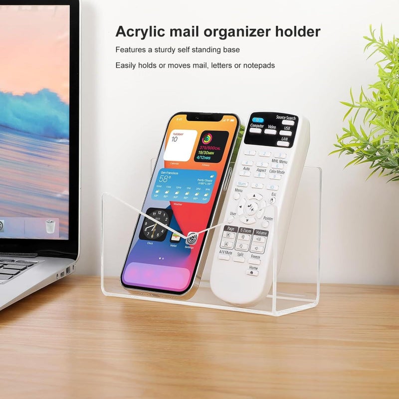 Clear Acrylic Mail Organizer Countertop Standing Letter File Holder for Home Office Desk - Image 4