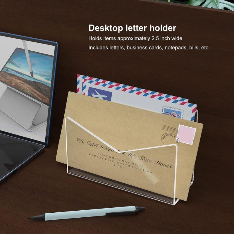 Clear Acrylic Mail Organizer Countertop Standing Letter File Holder for Home Office Desk - Image 5