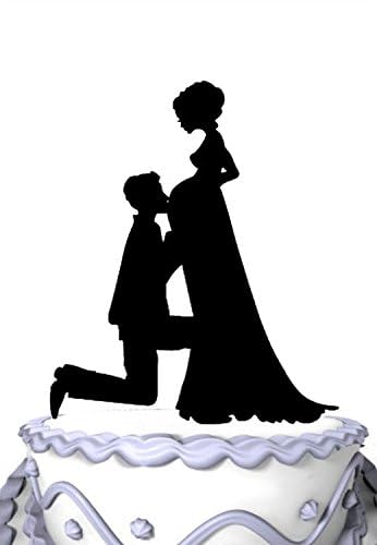 Meijiafei Pregnant Bride and Groom Silhouette Wedding Cake Topper - Image 2