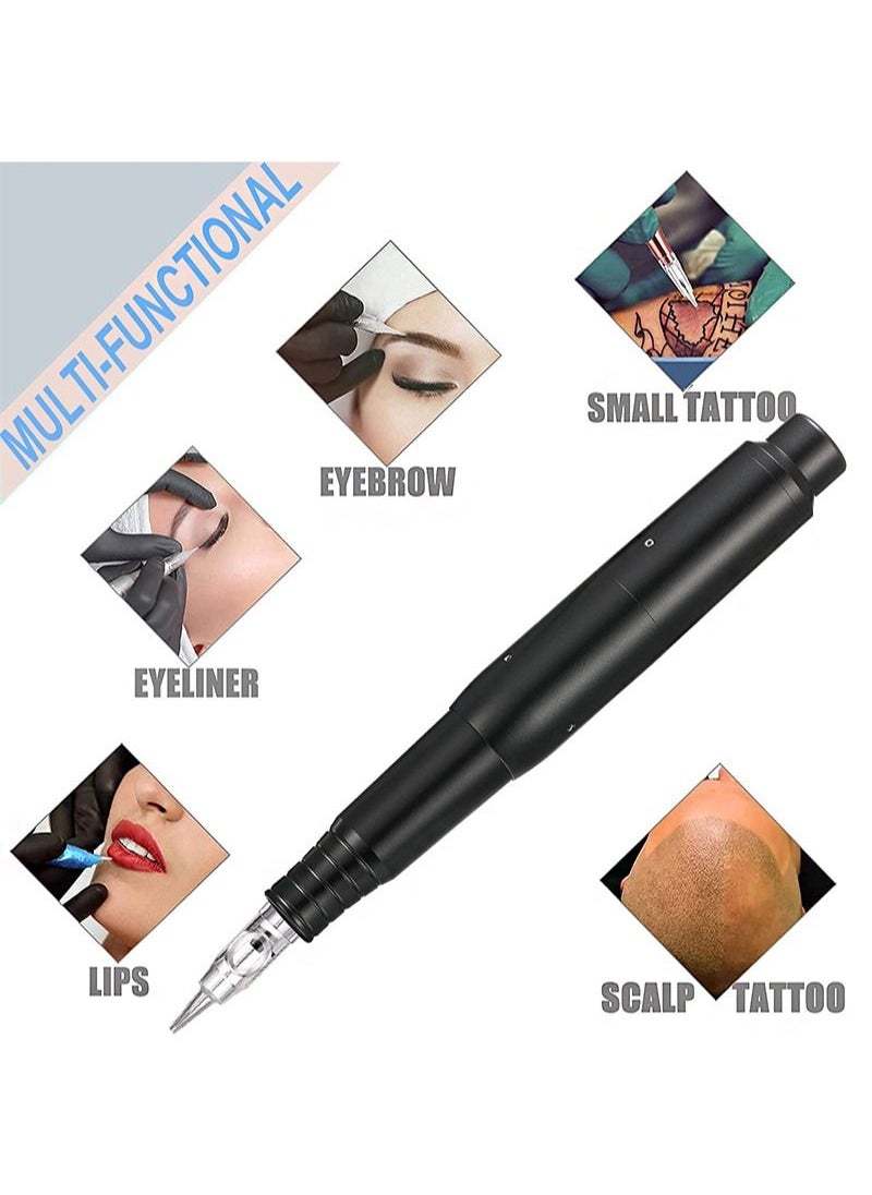 Ybeauty - Permanent Tattoo Machine Kit with 15 Pack Eyebrow Microblading Tattoo Pen Tattoo Kit Supplies Pigment Tattoo Machine Equipment Beauty Salon for Beginners and Professional Tattoo Artists - Black - Image 1