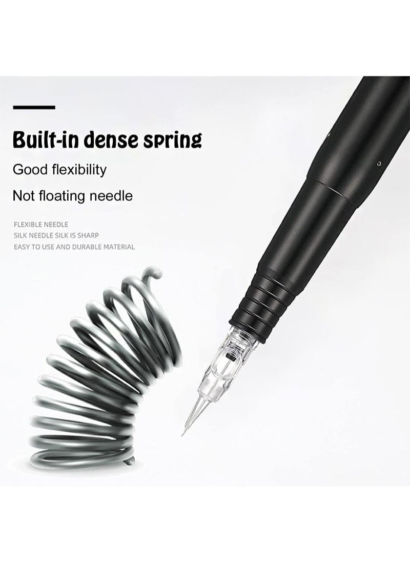 Ybeauty - Permanent Tattoo Machine Kit with 15 Pack Eyebrow Microblading Tattoo Pen Tattoo Kit Supplies Pigment Tattoo Machine Equipment Beauty Salon for Beginners and Professional Tattoo Artists - Black - Image 1