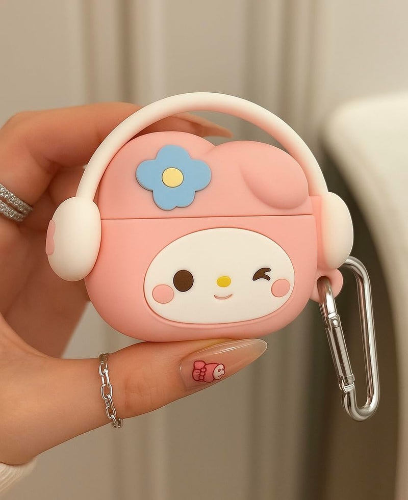 Meyaar Silicone Case for Apple Airpods Pro 3 (2025) Cute Design for Airpods Pro 3 with Keychain Shockproof Protective Case Cover (Kitty (Peach)) - Image 1