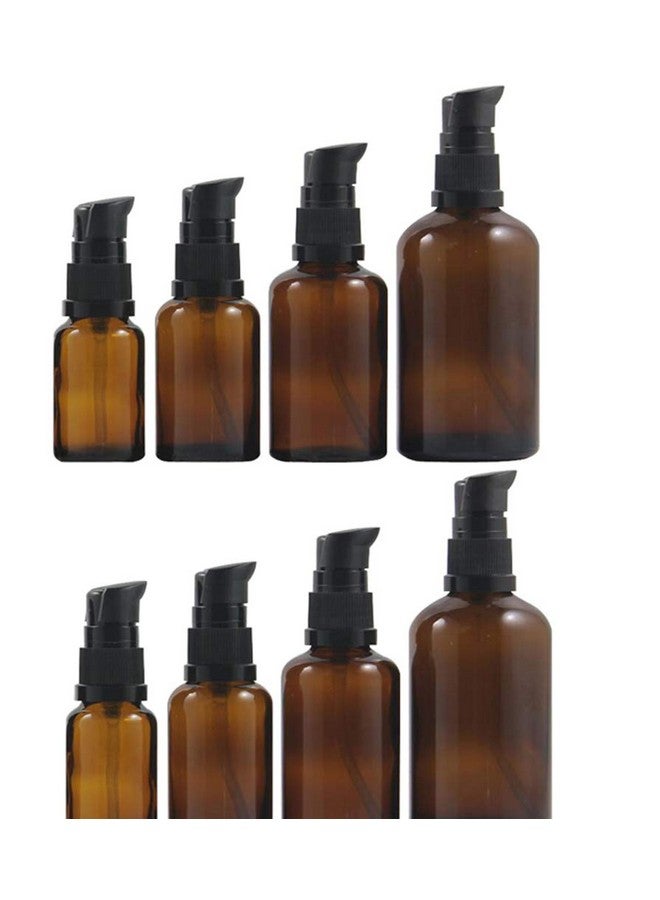 اس واي بي ال 6 قطع من زجاجات مضخة ضغط زجاجية كهرمانية فارغة قابلة لإعادة التعبئة، حاوية تخزين مستحضرات التجميل، قوارير، حامل وعاء لمستحضرات التجميل، مستحلب، مصل، 30 مل/1 أونصة - Image 2