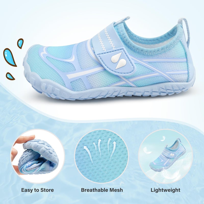 Stelle Kids Water Shoes Boys Girls Swim Hiking Aqua Socks Quick Dry Toddler Barefoot Shoesï¼ˆICY Blueï¼Œ13MLï¼‰ - Image 4