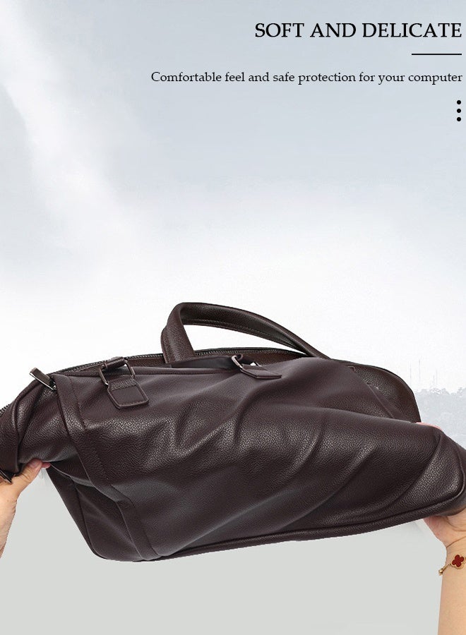 DUNISO 15.6 Inch Laptop Bag Lightweight PU Computer Bag Travel Business Briefcase Water Resistance Shoulder Messenger Bag for Men and Women Work Office - Image 5