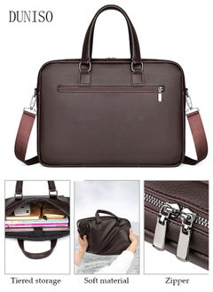 DUNISO 15.6 Inch Laptop Bag Lightweight PU Computer Bag Travel Business Briefcase Water Resistance Shoulder Messenger Bag for Men and Women Work Office  - Image 1