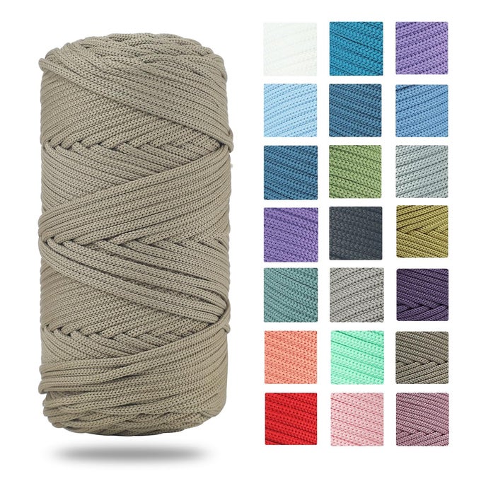 POLYESTER CORD 4MM 160 YARDS BRAIDED MACRAME CORD ELASTIC YARN FOR CROCHETING POLYESTER ROPE FOR DIY HAND CRAFT BAG BASKET CUSHION HOME DECORATIONS PROJECTS