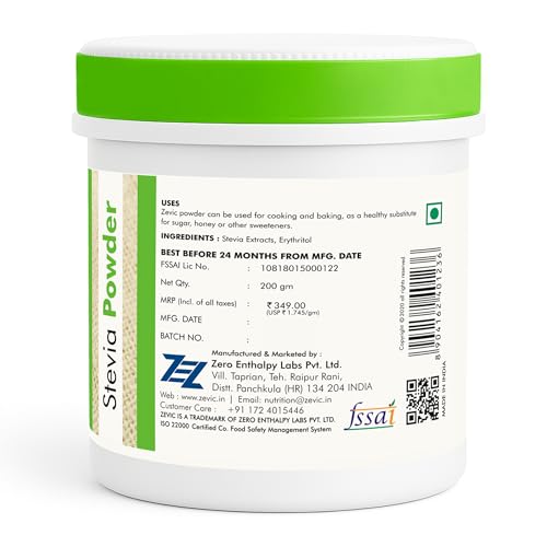 Zevic Stevia Sugar Free Powder | Zero Calories & Vegan | 100% Natural Stevia Sweetener Sugar Free White Powder | Keto & Diabetic Friendly Sweetener - 200g (Pack of 3) - Image 4