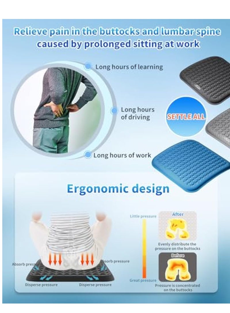 KASTWAVE Seat Cushion for Car and Office Chair, Gel Seat Cushion, Cool Seat Cushion for Pressure Sores Relief,  Gel Cushion for Office Chair Home Car, Seat Cushion for Wheelchair, Sciatica&Coccyx Pain Relief - Image 2