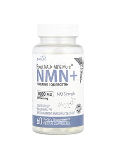 Nutri Nutri, NMN+, Max Strength, 1,000 mg , 60 Vegan Capsules (500 mg per Capsule) 