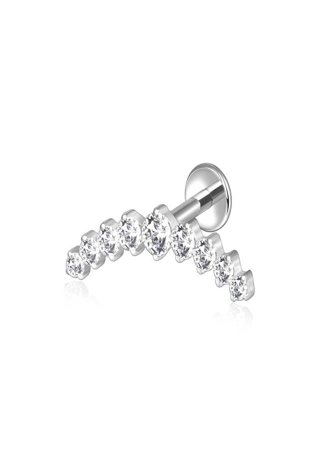Lantine Cz Climber Helix Piercing Jewelry G23 Titanium 16g Flat Back Stud Earrings Climber Labret Cartilage Tragus Daith Piercing Jewelry 8mm - Image 1