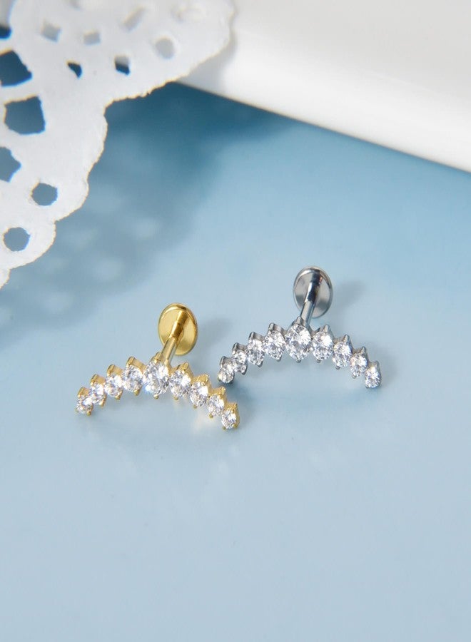 Lantine Cz Climber Helix Piercing Jewelry G23 Titanium 16g Flat Back Stud Earrings Climber Labret Cartilage Tragus Daith Piercing Jewelry 8mm - Image 5