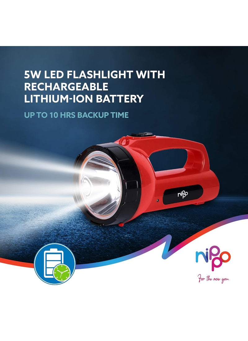 Nippo Nippo Chamak 5W LED Rechargeable Torch Upto 10 Hours Backup Warranty 3 Modes Dual Charging Emergency Flashlight for Outdoor Activities ABS  - Image 3