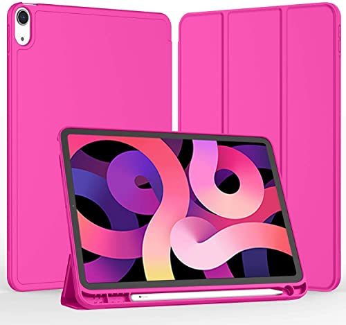 iMieet iPad Air 11 Inch Case M3(2025) / M2 (2024), iPad Air 5th/4th Generation Case 2022/2020 10.9 Inch with Pencil Holder,Trifold Stand Smart Case with Soft TPU Back(New Rose Red) - Image 2