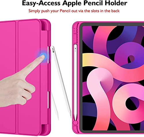 iMieet iPad Air 11 Inch Case M3(2025) / M2 (2024), iPad Air 5th/4th Generation Case 2022/2020 10.9 Inch with Pencil Holder,Trifold Stand Smart Case with Soft TPU Back(New Rose Red) - Image 4