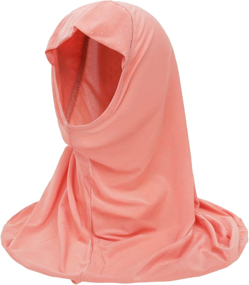 Ylucky Girls Muslim Hijab Floral Lace Head Scarf Kids Islamic Arab Scarf Shawls Head Wrap with Flowers - Image 2