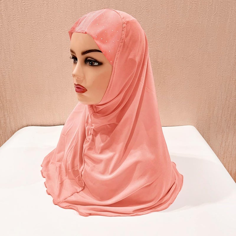 Ylucky Girls Muslim Hijab Floral Lace Head Scarf Kids Islamic Arab Scarf Shawls Head Wrap with Flowers - Image 5