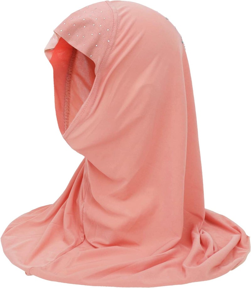 Ylucky Girls Muslim Hijab Floral Lace Head Scarf Kids Islamic Arab Scarf Shawls Head Wrap with Flowers - Image 3