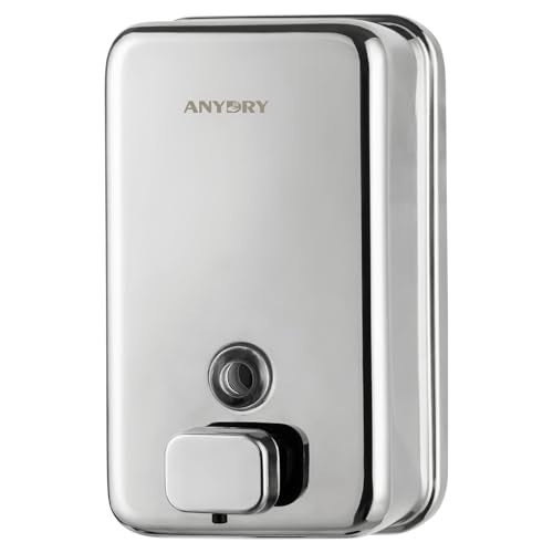 anydry Commercial Wall Mounted Soap Dispenser 37oz 1100ml Large Capacity Polished Stainless Steel Manual Dispenser for High Traffic Restrooms - Image 1