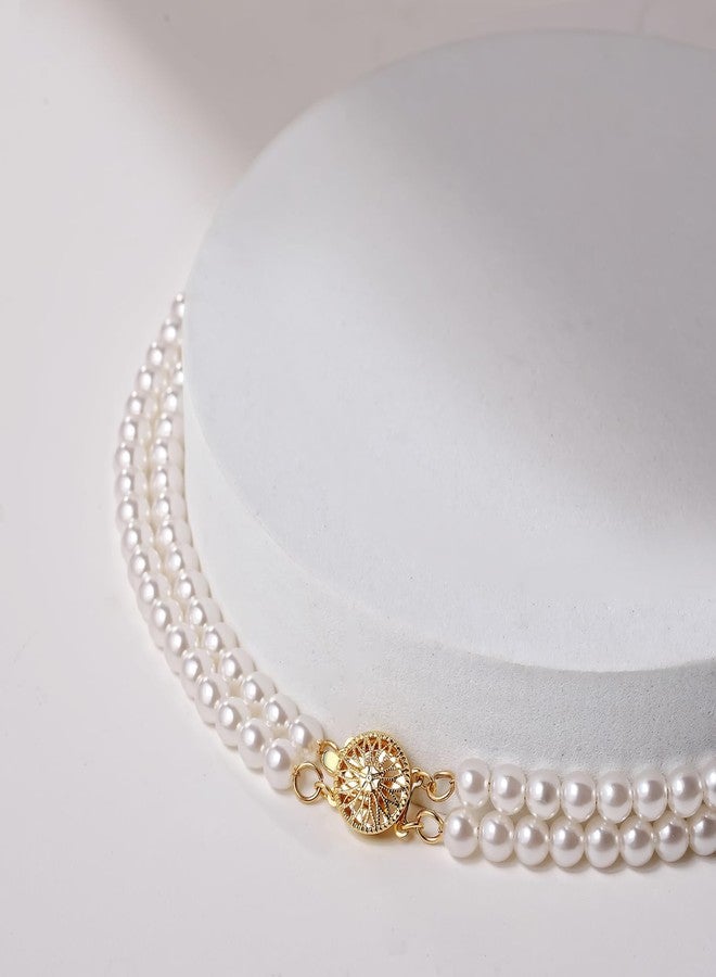 YOUFENG قلادة لؤلؤ متعددة الطبقات للنساء سلسلة قلادة تشوكر مزدوجة الطبقة - Image 3