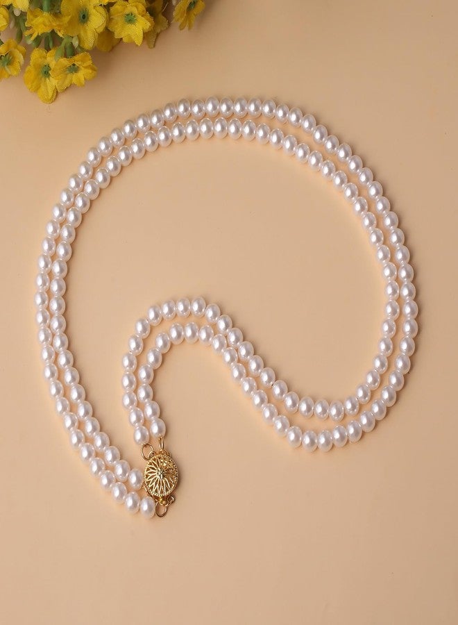 YOUFENG قلادة لؤلؤ متعددة الطبقات للنساء سلسلة قلادة تشوكر مزدوجة الطبقة - Image 4