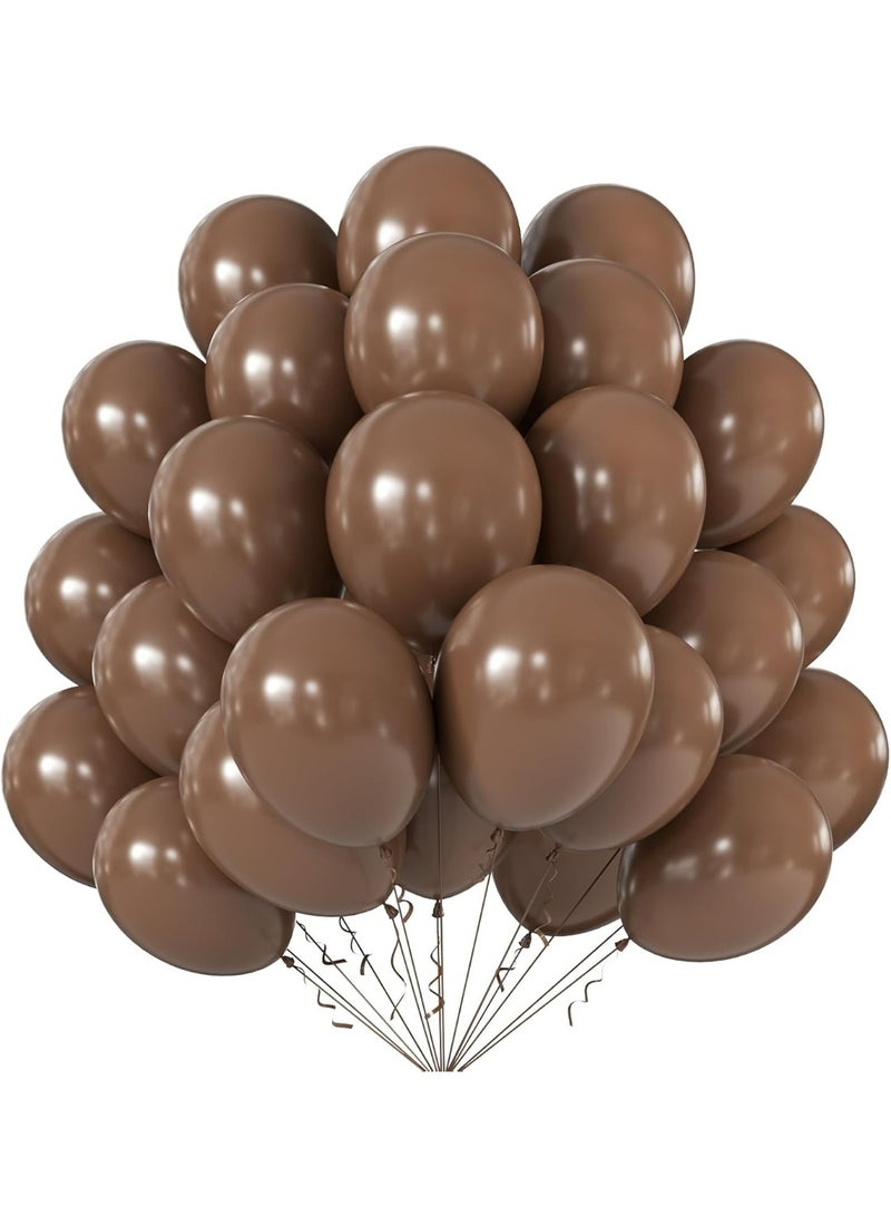 100 Pcs 10 Inch Retro Brown Latex Helium Balloons for Birthday, Baby Shower, Wedding, Graduate Party Decorations