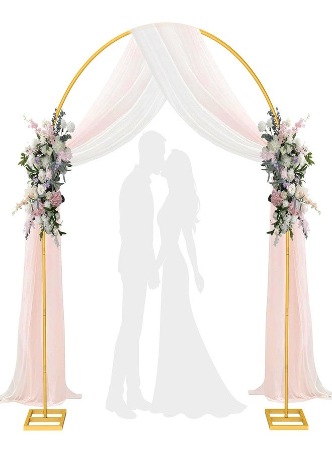 MsMk Arch Backdrop Stand，7ft x 8ft Heavy Duty Backdrop Stand, Gold Wedding Arch Stand Wedding Arch Frame with Base for Birthday Party Graduation Ceremony Decoration - Image 1