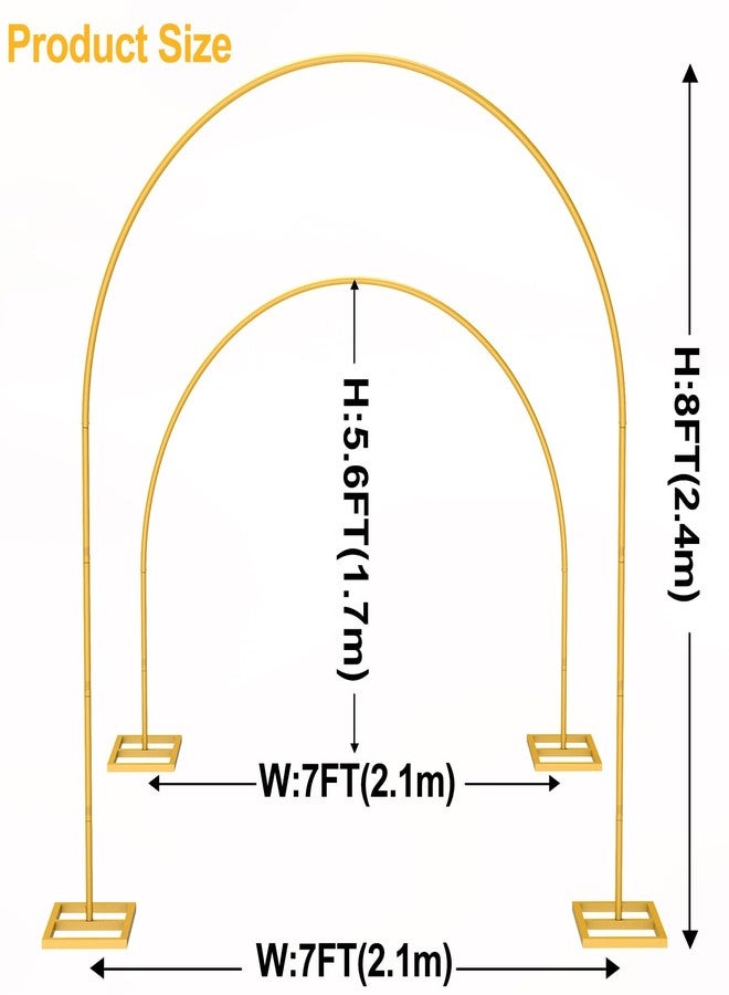 MsMk Arch Backdrop Stand，7ft x 8ft Heavy Duty Backdrop Stand, Gold Wedding Arch Stand Wedding Arch Frame with Base for Birthday Party Graduation Ceremony Decoration - Image 3