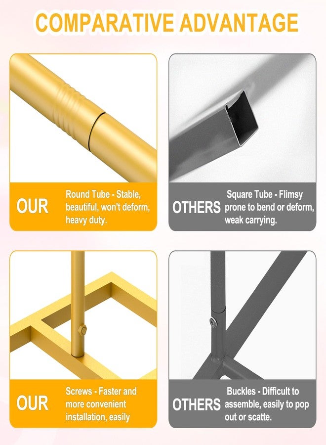 MsMk Arch Backdrop Stand，7ft x 8ft Heavy Duty Backdrop Stand, Gold Wedding Arch Stand Wedding Arch Frame with Base for Birthday Party Graduation Ceremony Decoration - Image 2