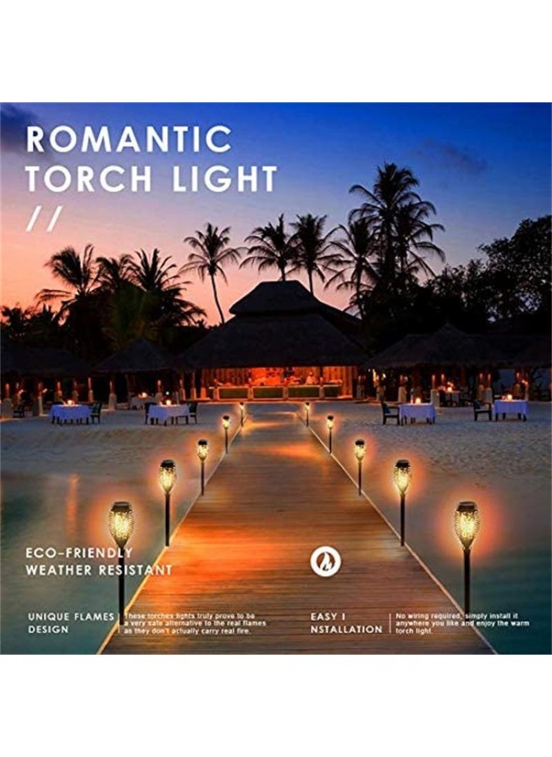Bluejw - 4-Piece Solar Powered Flame Lamp Torch Light Set Black - Image 1