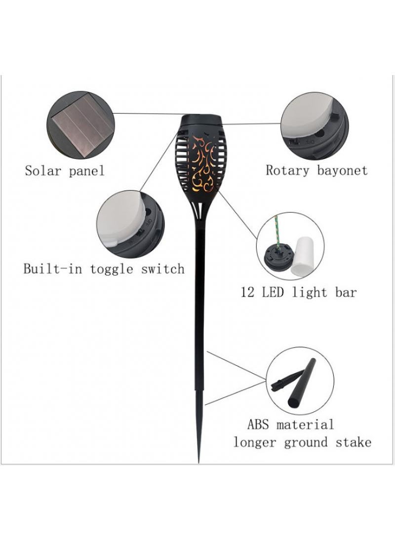 Bluejw - 4-Piece Solar Powered Flame Lamp Torch Light Set Black - Image 1